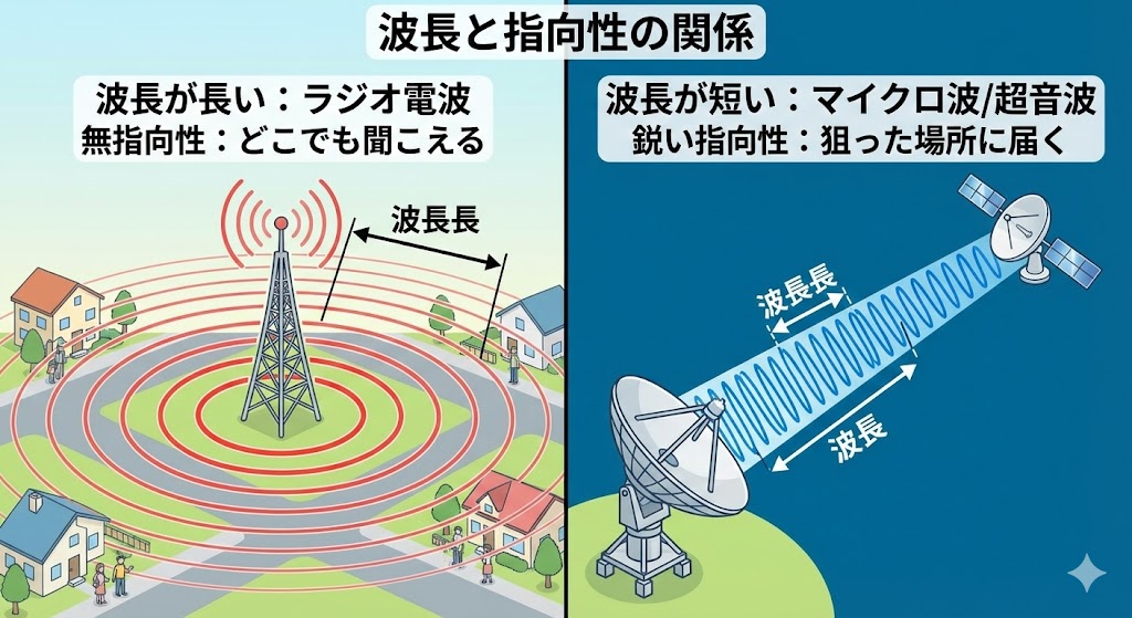 波長と指向性の関係図
