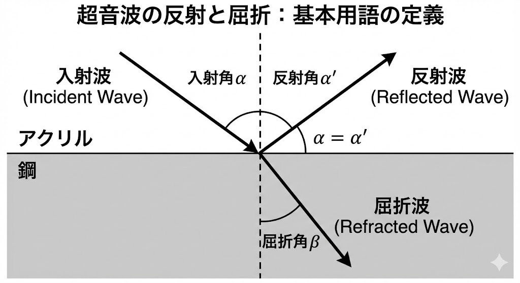 屈折と反射の概念図
